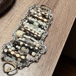 Gorgeous Chunky Silver and Black Beaded Bracelet by Beaded Treasures Project